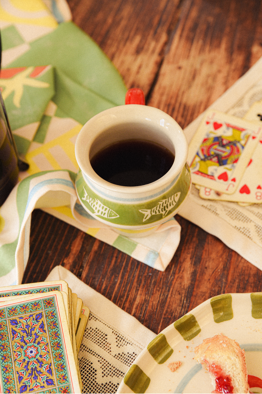 hand painted angular mug - fish stripes