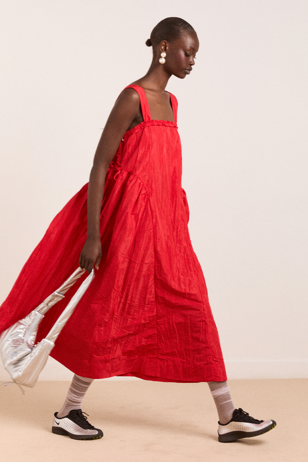 ワンピース madder madder / Liddell dress elina midi dress red tafetta – Damson Madder