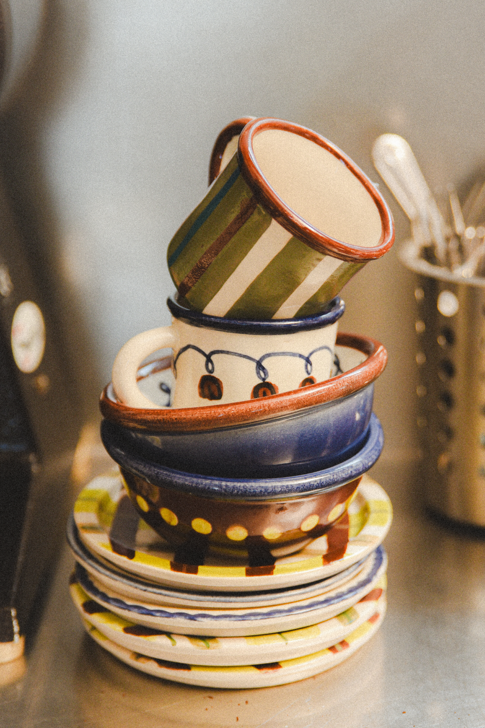 Hand Painted Ceramic Set Of Two Snack Bowls