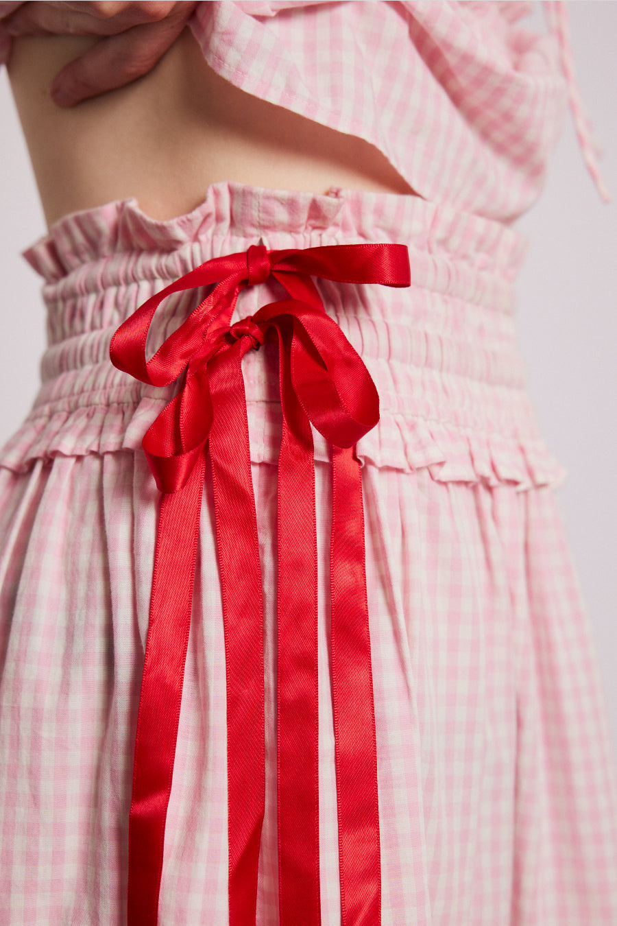 olivia ruffle skirt - pink gingham – Damson Madder