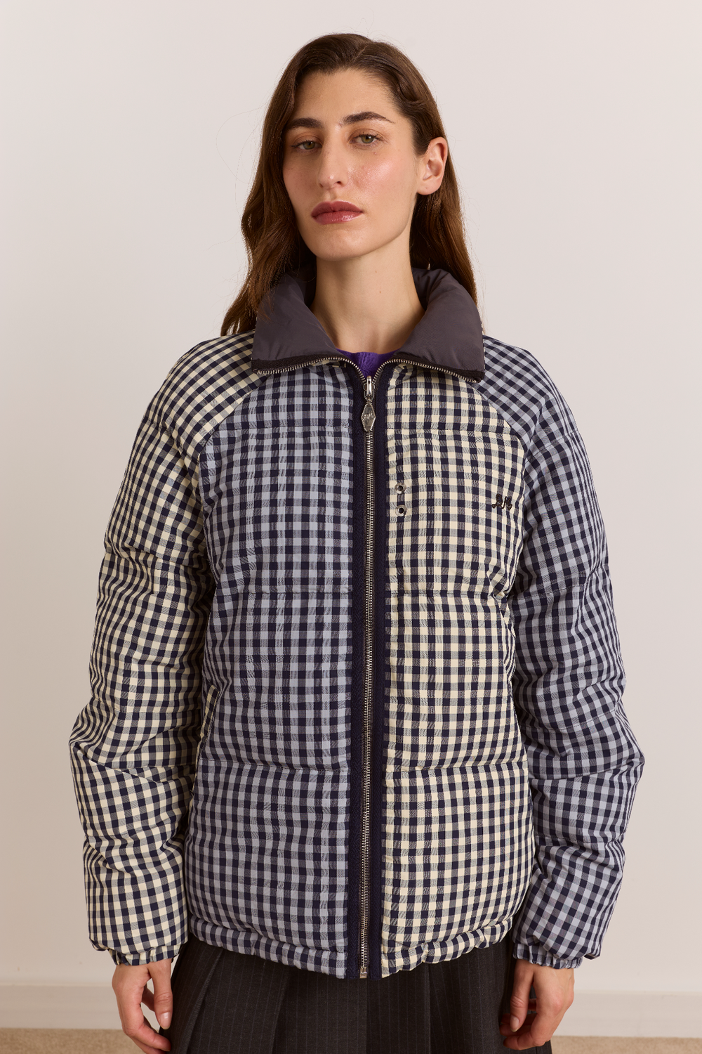 Reversible Opal Puffer- Mix Gingham