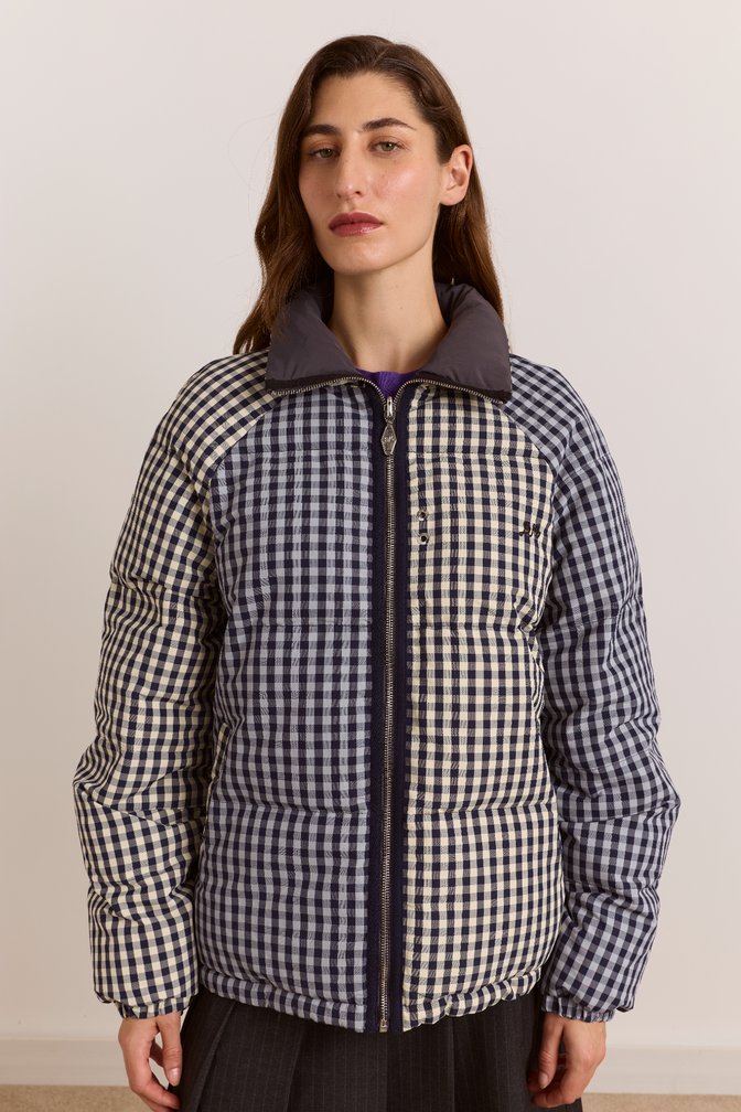 Reversible Opal Puffer- Mix Gingham