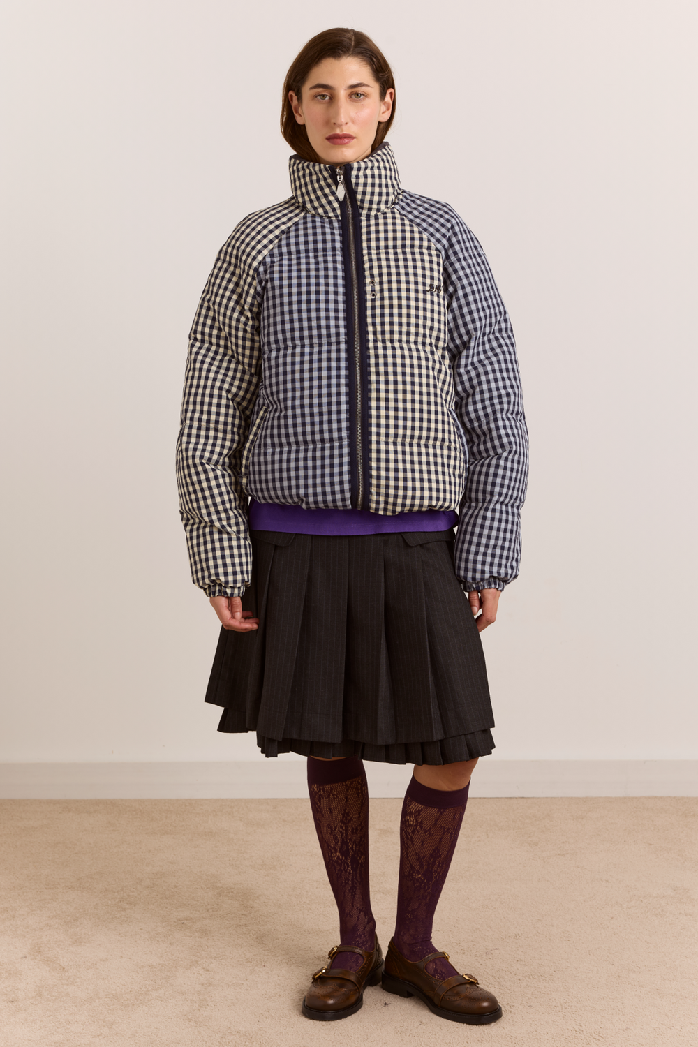 Reversible Opal Puffer- Mix Gingham