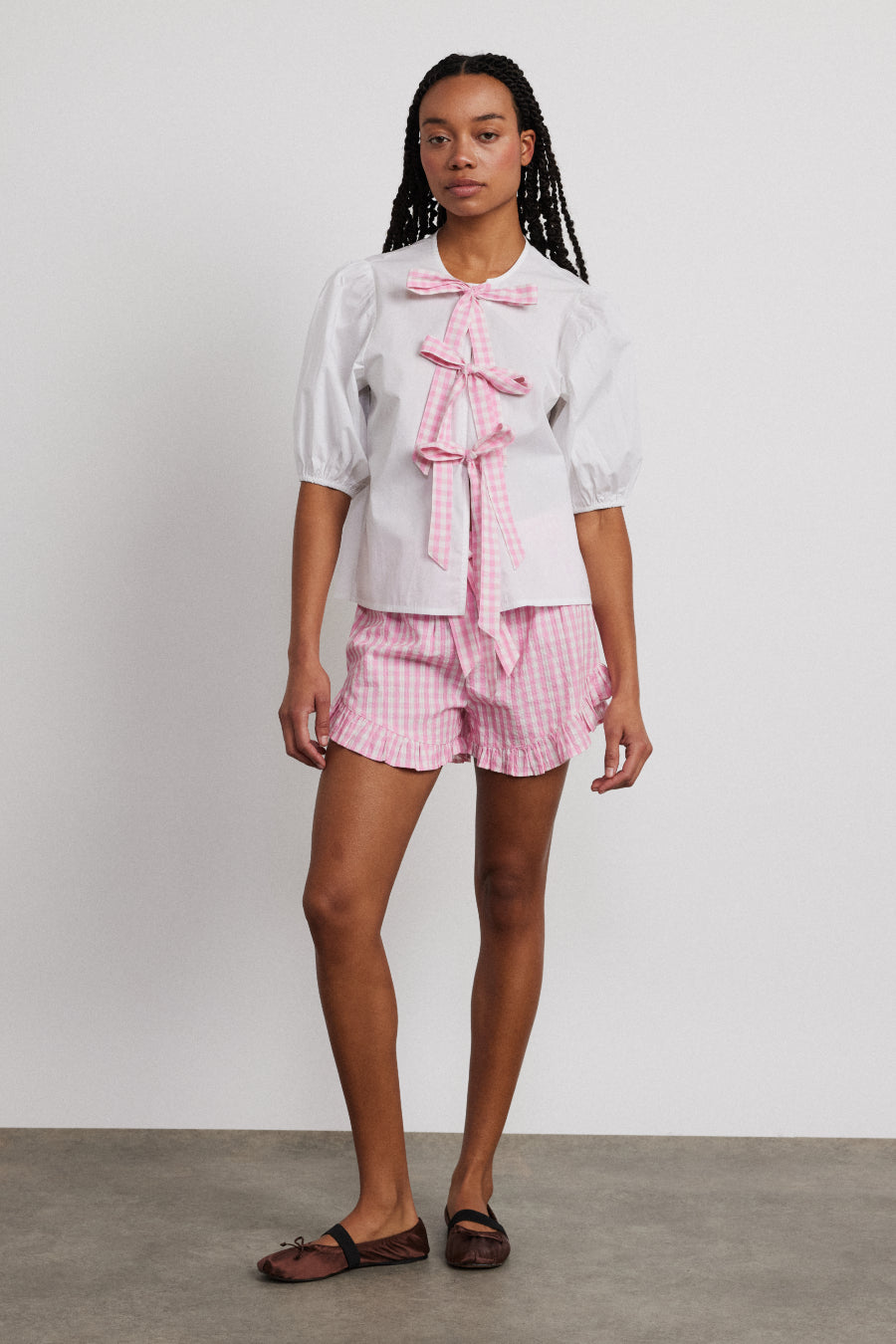 paddy bloomer nightwear set- pink gingham