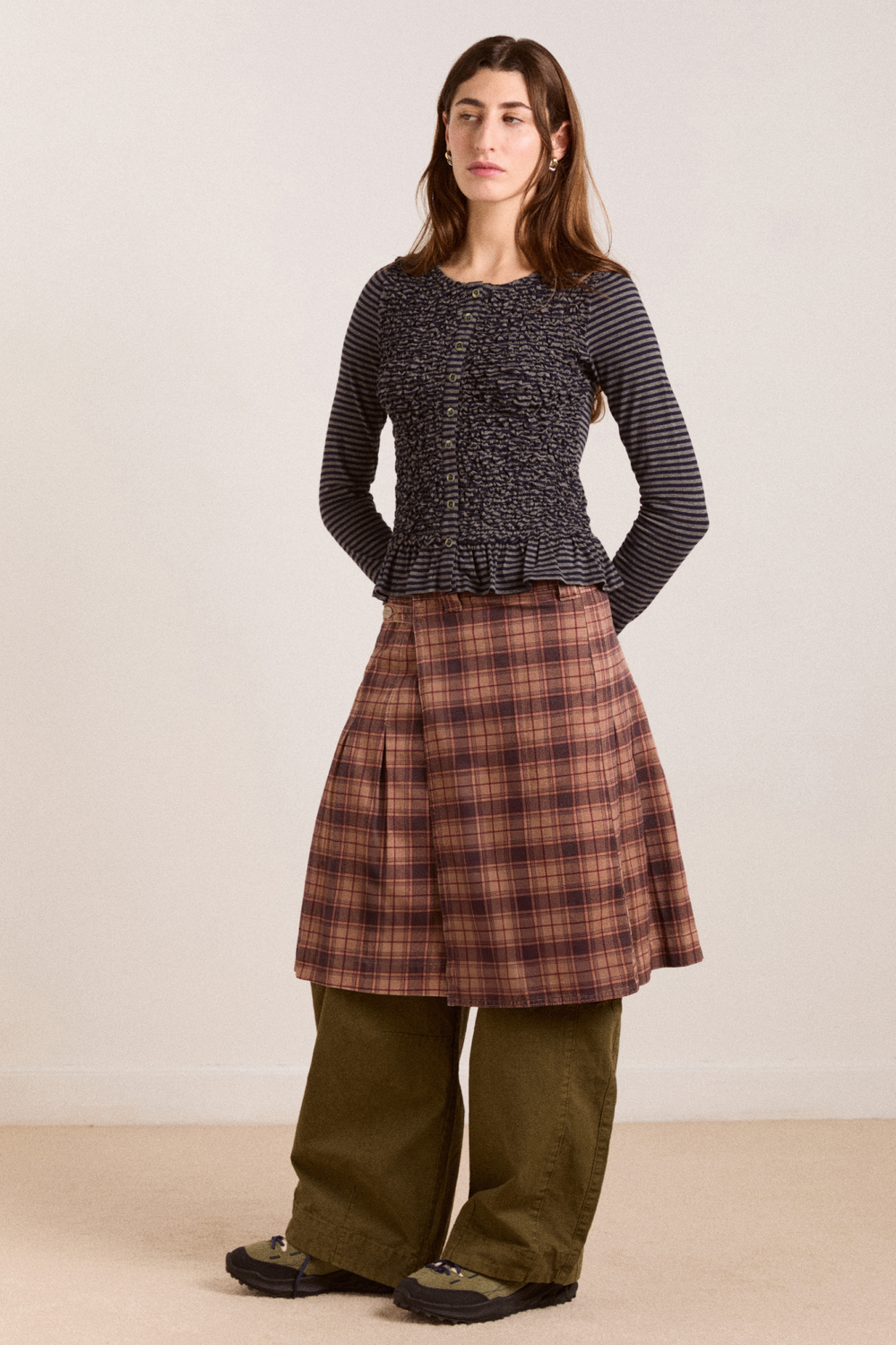 peggy smocked cardi - blue stripe