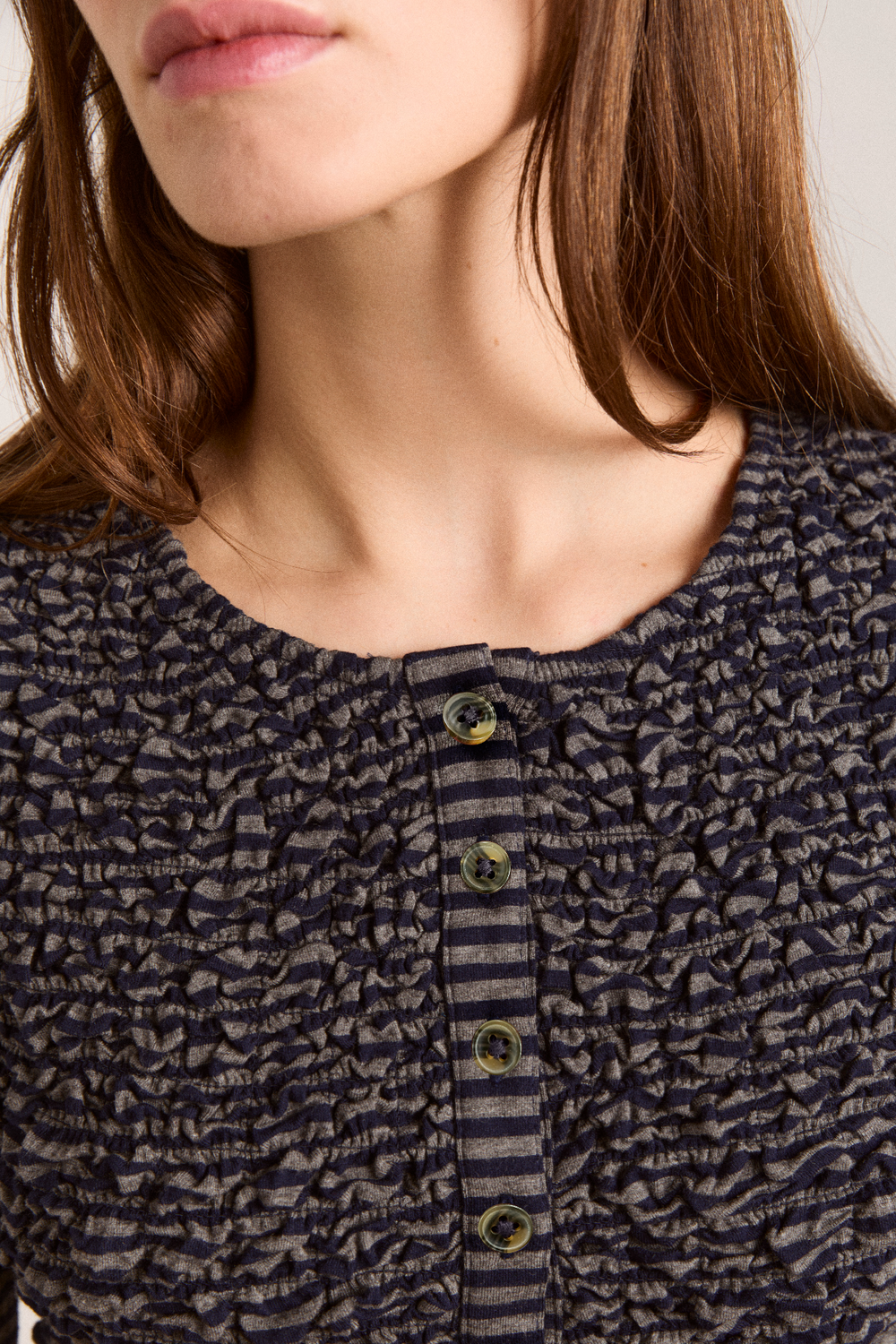 peggy smocked cardi - blue stripe