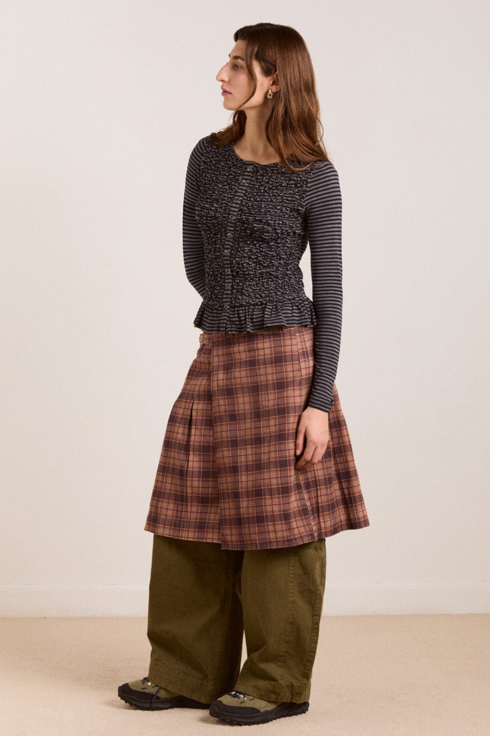 peggy smocked cardi - blue stripe