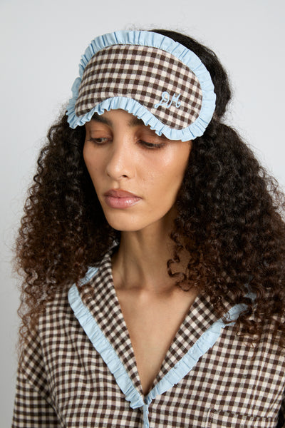 damson pj eye mask - brown gingham