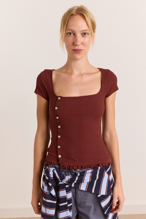 Posie Short Sleeve Top - Burg