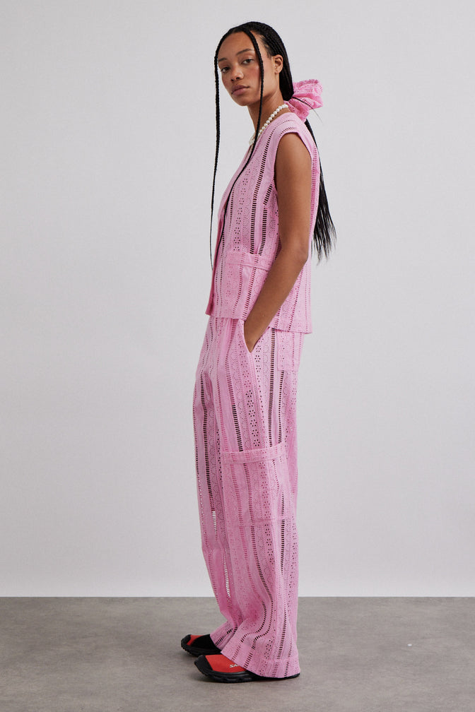 Vacation Pants - Pink Broderie