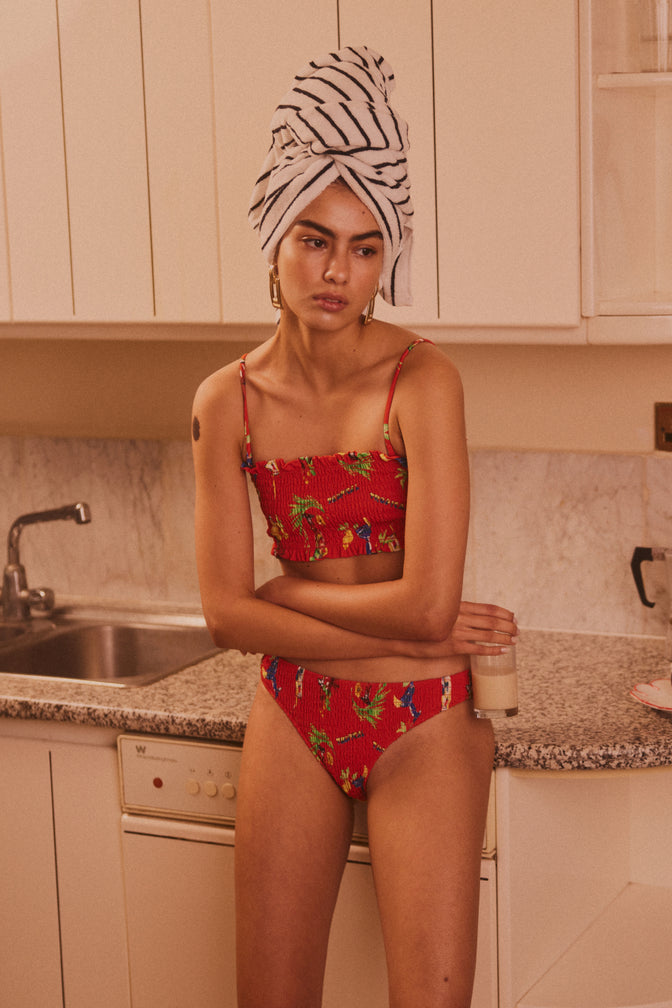 Hettie Shirred Bikini Top - Cocktails