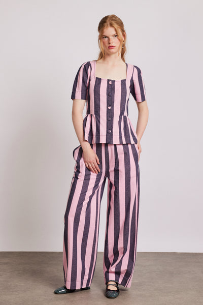 rafe pants - pink navy stripe