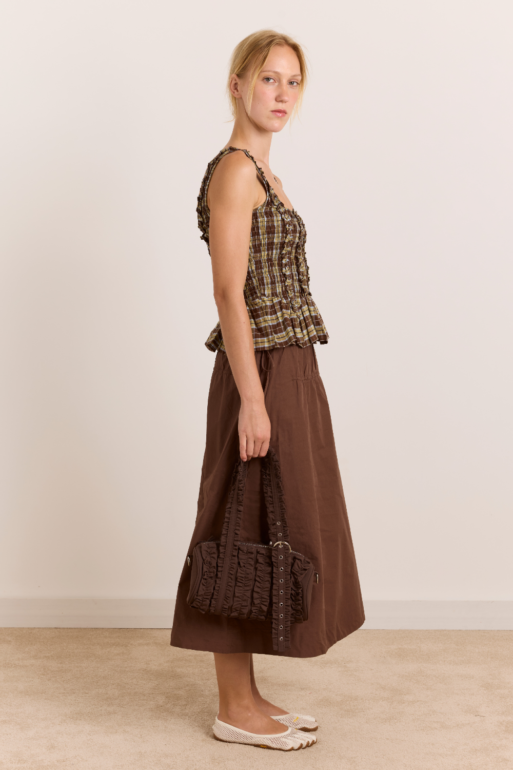 Caspia Midi Skirt - Choc
