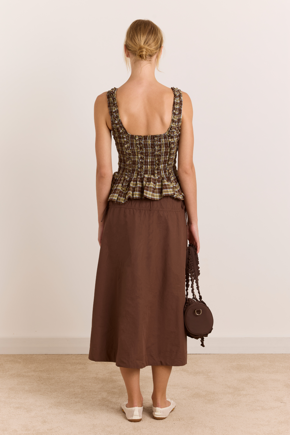 Caspia Midi Skirt - Choc
