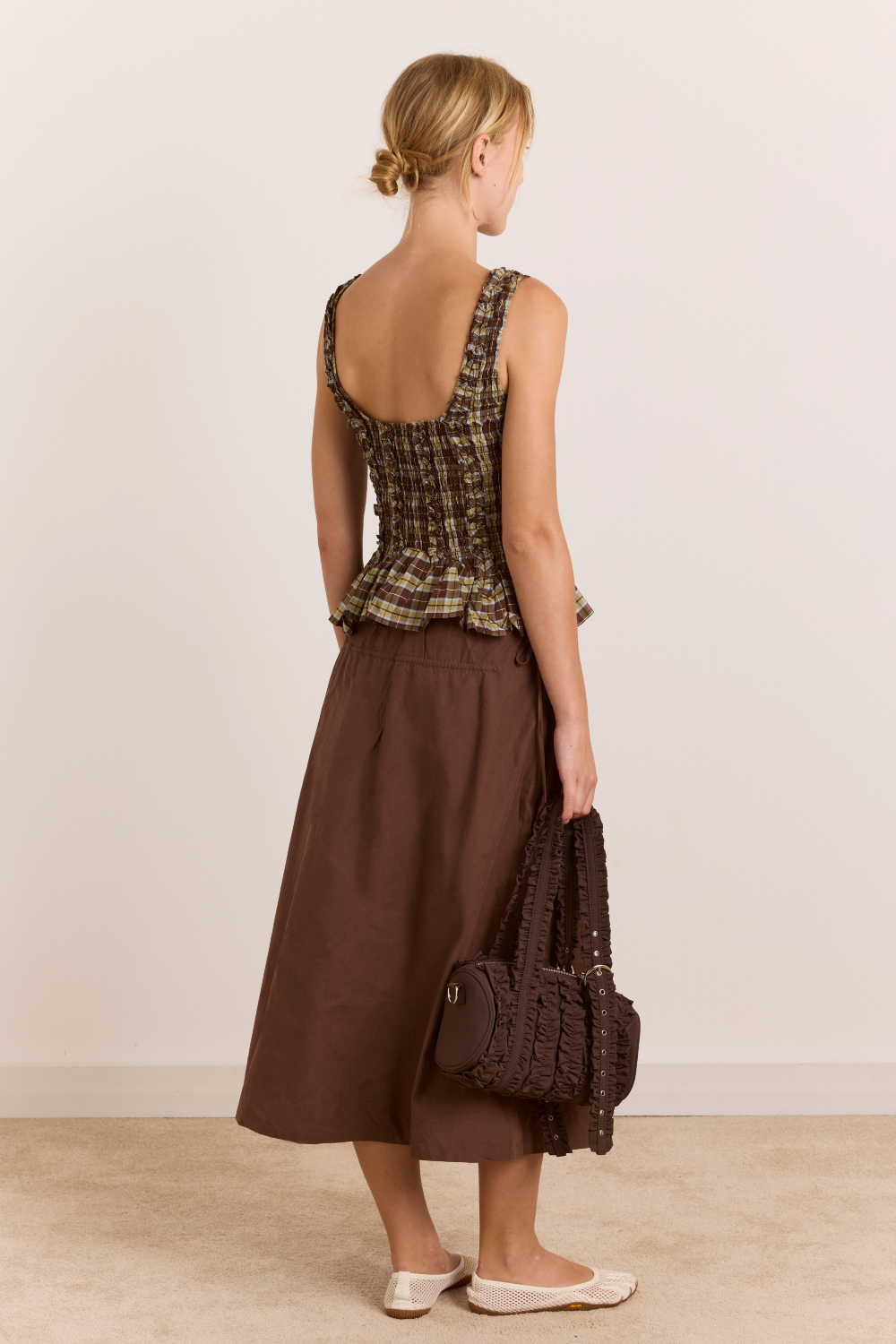 Caspia Midi Skirt - Choc