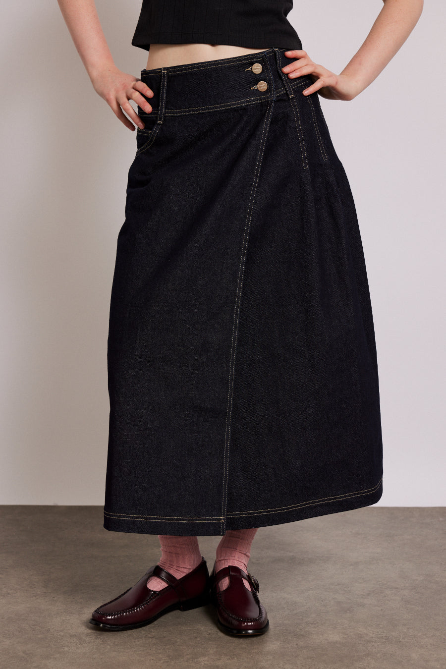 raye denim skirt dark indigo Damson Madder