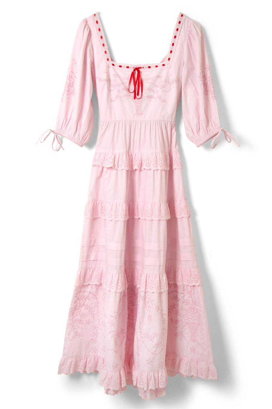 Rebecca Bow Back Dress - Pink Broderie – Damson Madder