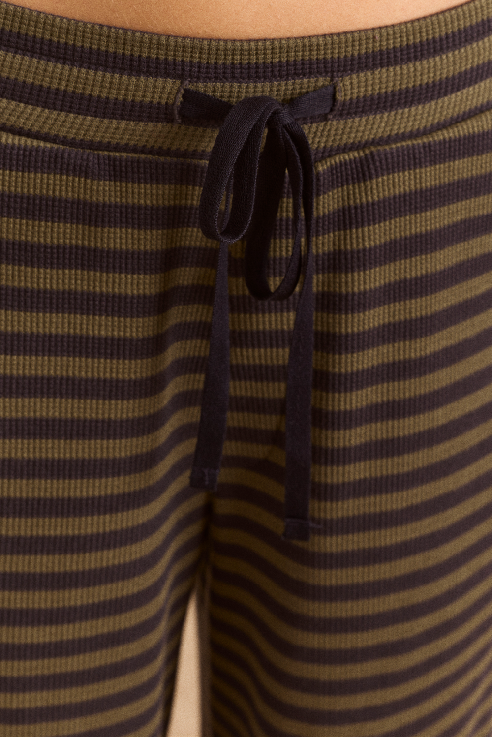 Renee Waffle Jogger - Green/Grey Stripe