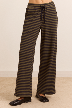 Renee Waffle Jogger - Green/Grey Stripe