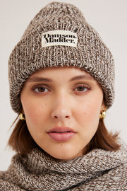 flecked yarn beanie - chocolate