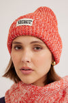 flecked yarn beanie - red