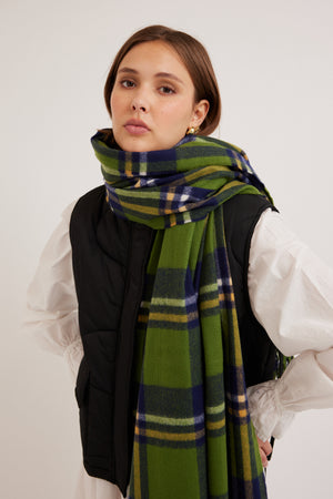 GREEN CHECK OVERSIZED SCARF