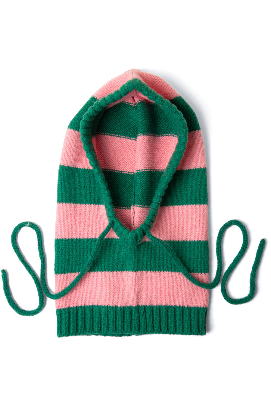 HOOD WITH TIE IN PINK GREEN STRIPE