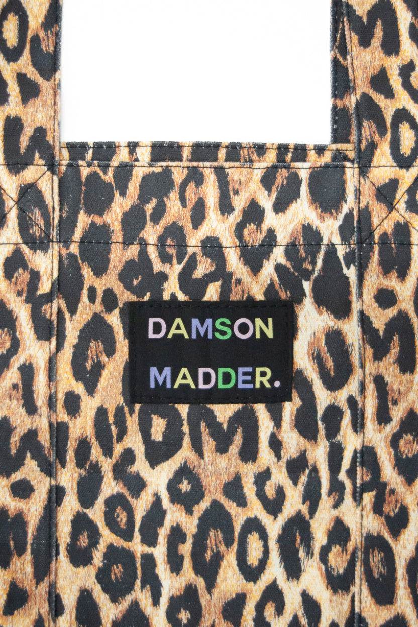canvas leopard tote bag Damson Madder