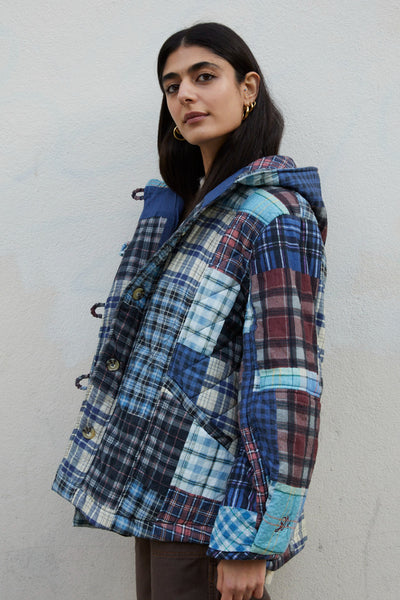 megan quilted coat - patchwork check