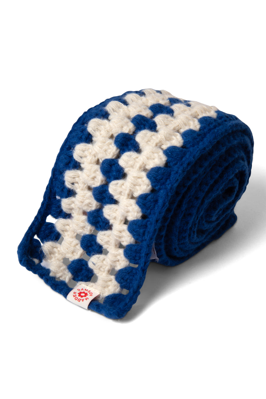 crochet stripe scarf - blue