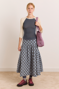 Riya Sheer Raglan Tee - Grey/Lemon