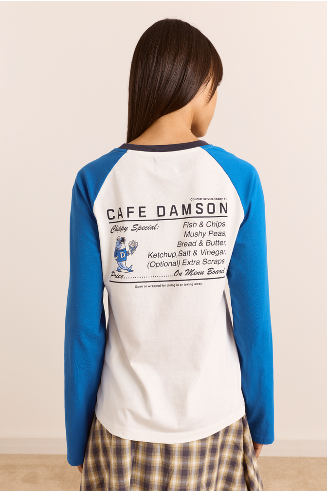 Rowen Shrunken Raglan Graphic Tee - Blue/White