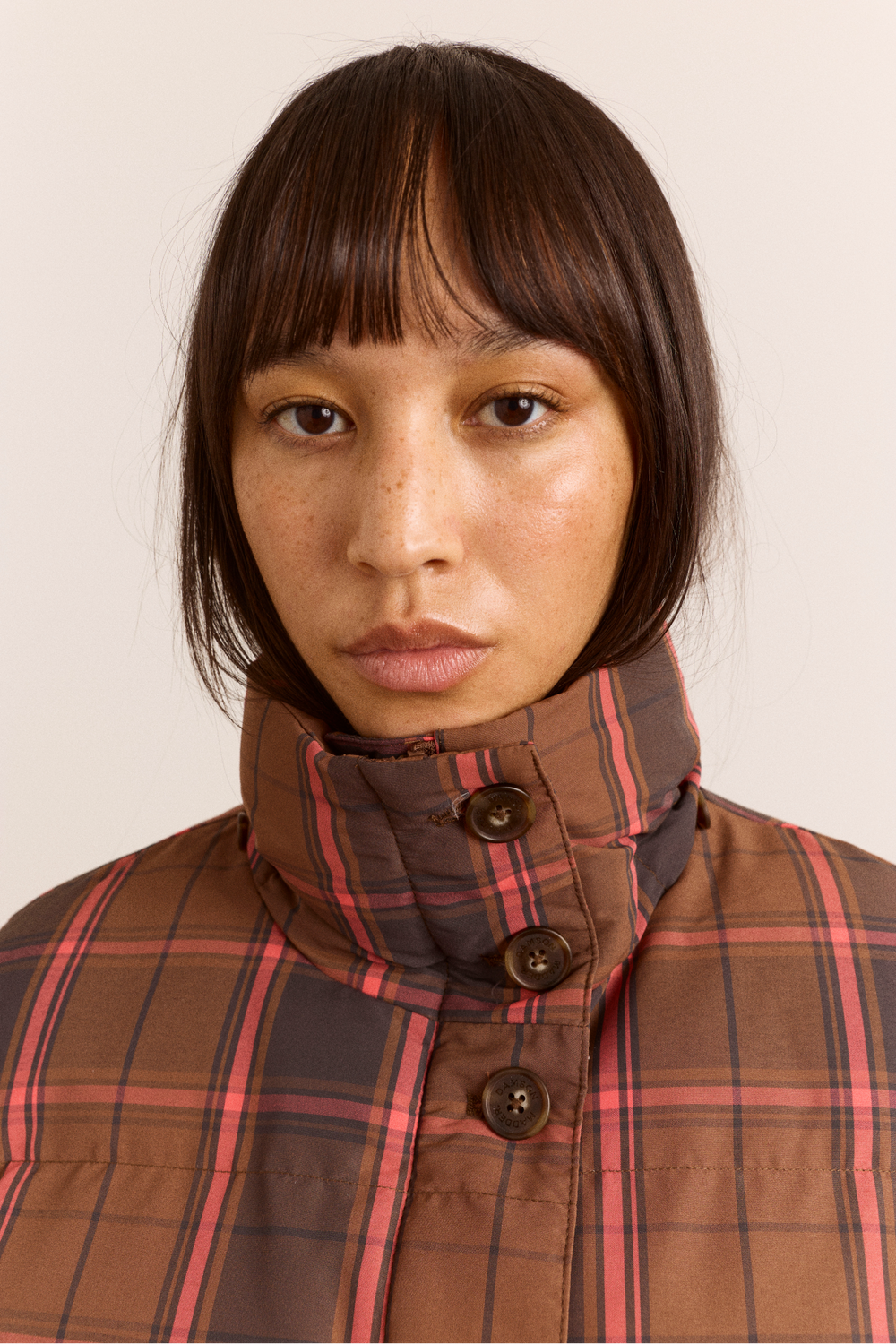 Pearl Hooded Puffer - Toffee Check