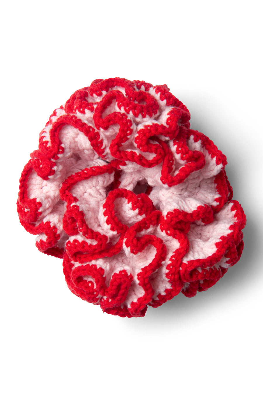 wiggle crochet scrunchie in pink & red