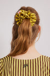 shirred garter scrunchie - yellow & brown stripe