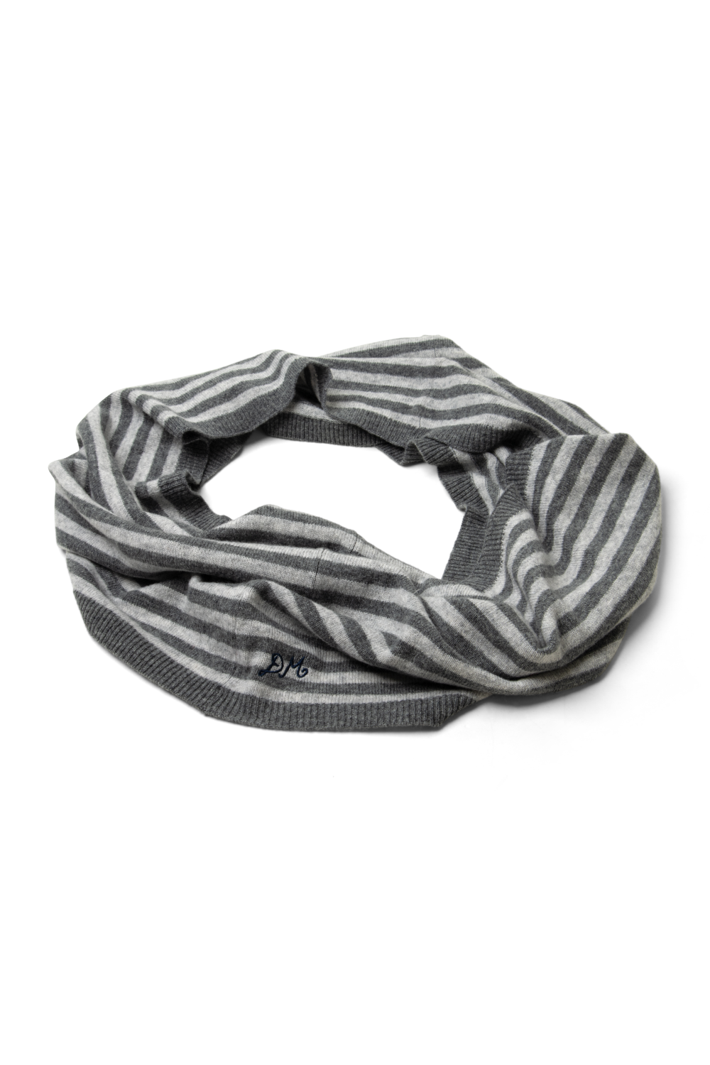 Merino Wool Snood Scarf - Grey/Charcoal Stripe