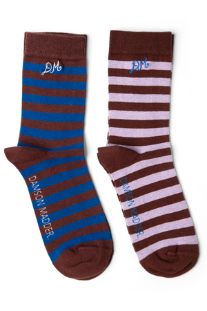 2 Pack Sock - Mix Choc Stripe