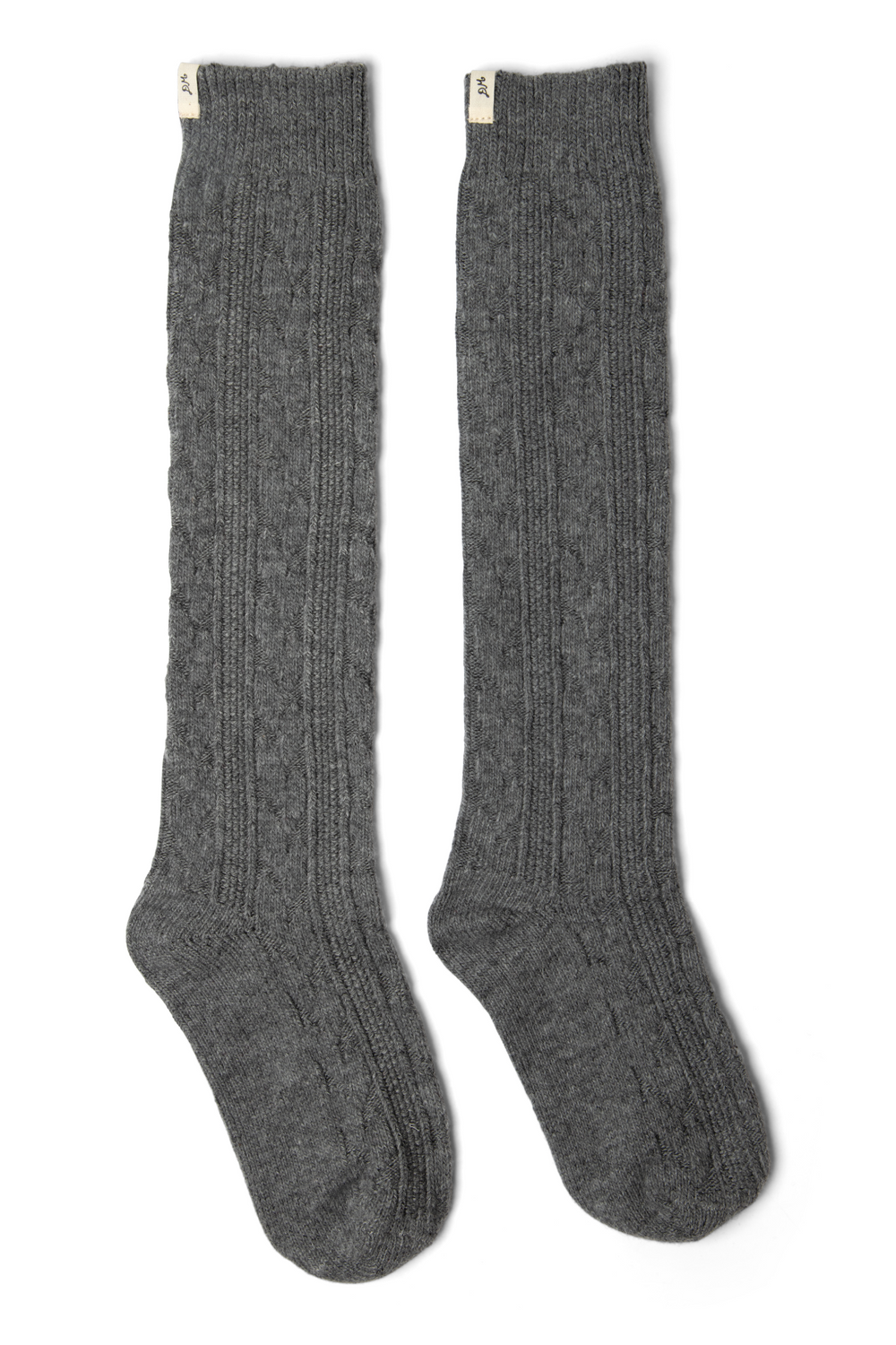 Cable Knit Long Cosy Socks - Grey