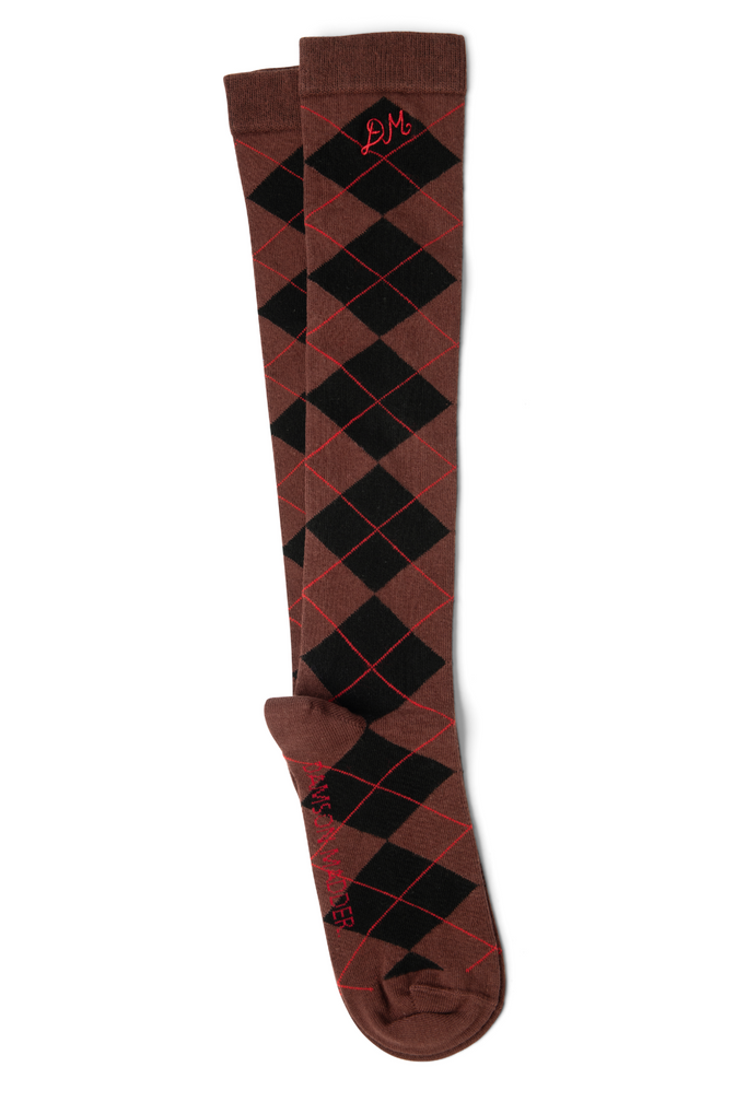 Knee Length Socks - Choc Argyle