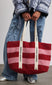 straw stripe oversized tote bag