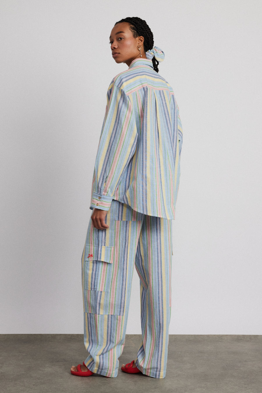 Multi stripe trousers on sale