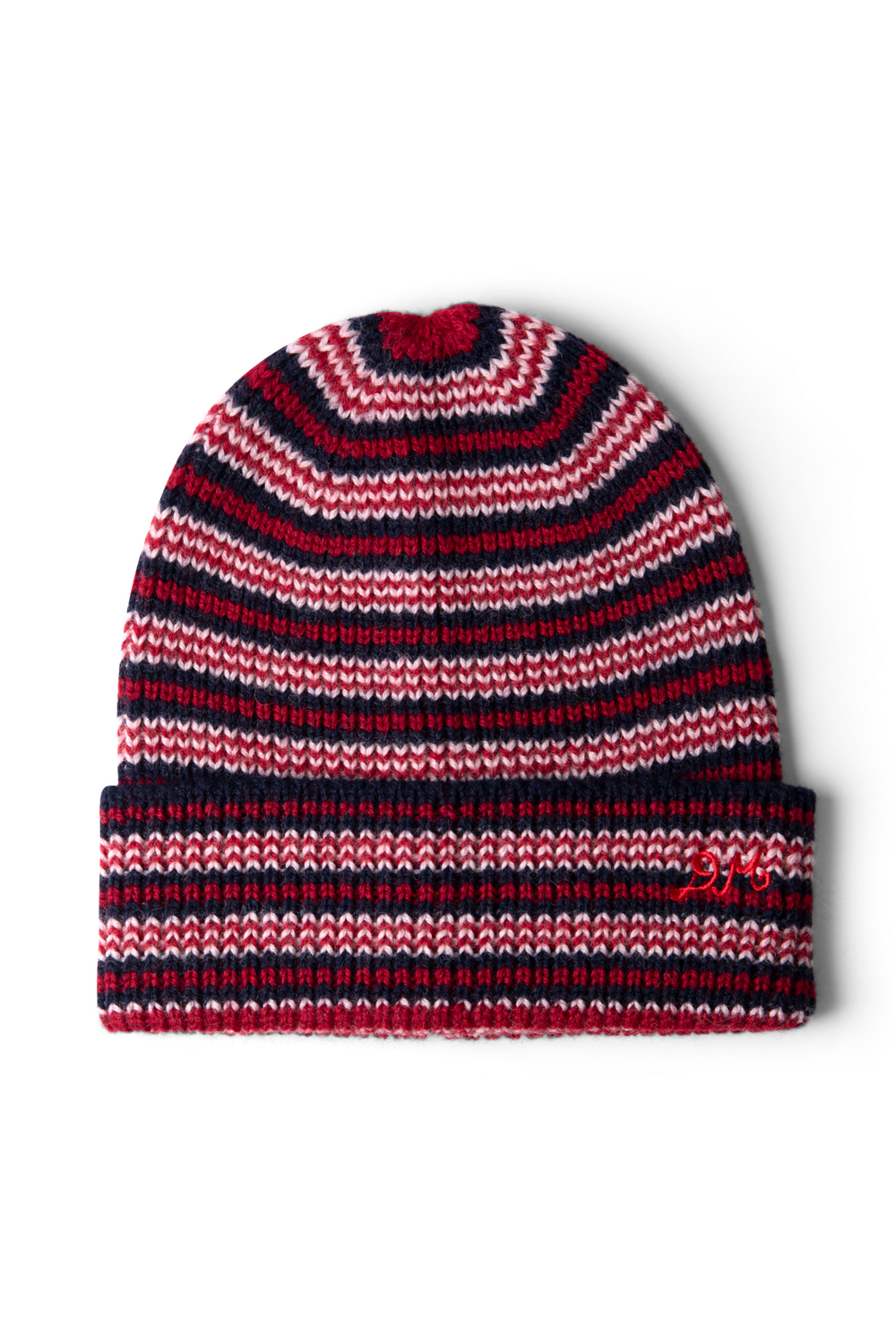 striped turn up beanie - burg / navy