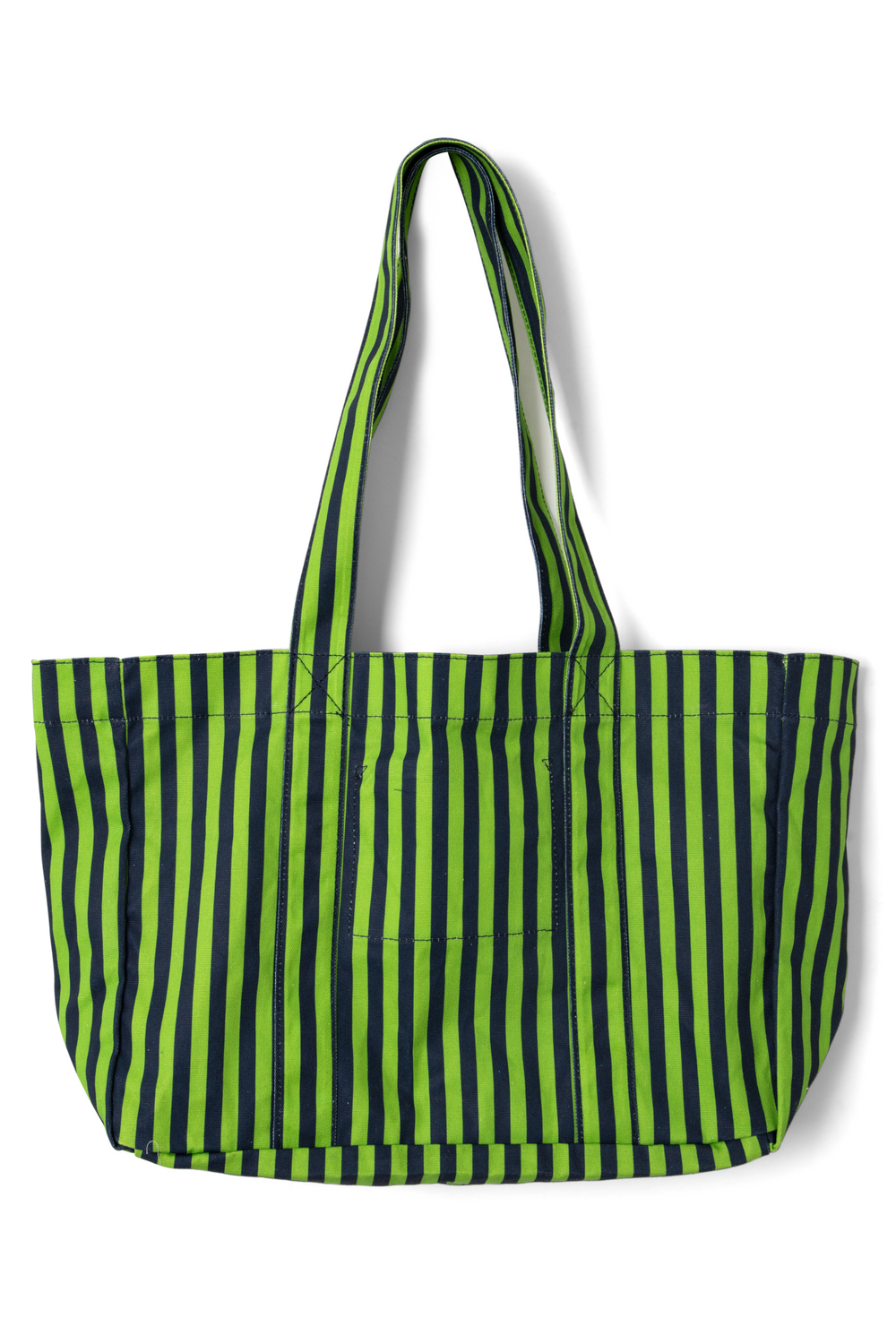 dm canvas tote - navy lime stripe