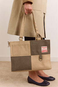 Veda Canvas Blocked Bag In Olive & Sand