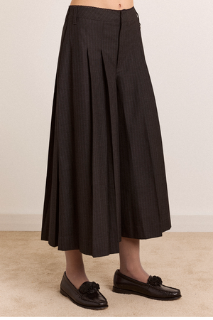 Winona Pleated Culotte - Tailored Pinstripe