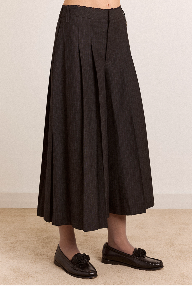 Winona Pleated Culotte - Tailored Pinstripe