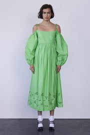 edwina green broderie bardot midi dress