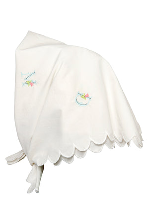 HEADSCARF WITH EMBROIDERY AND SCALLOP EDGE