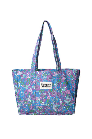 OVERSIZED TOTE BAG IN BLUE FLORAL PRINT