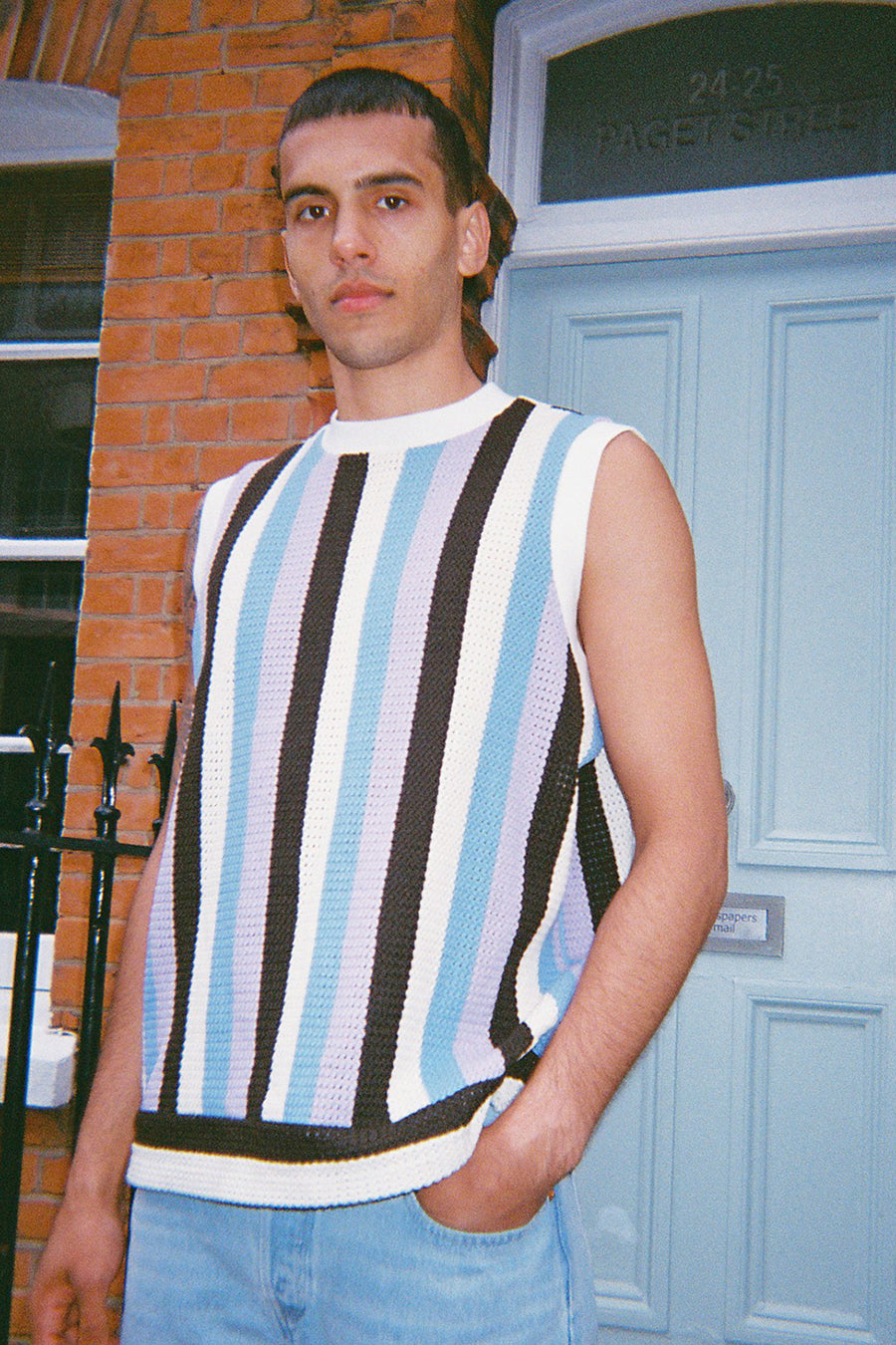 stripe knit vest